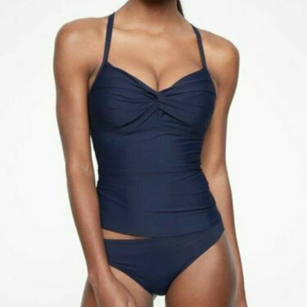 Athleta Dress Blue Twist Up Tankini Top 38BC NWT